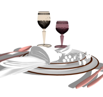 现代餐具组合su模型