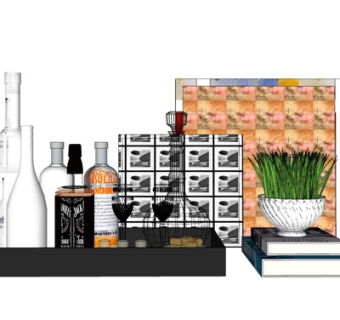 现代酒水组合su模型