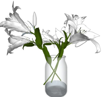 现代百合花su模型