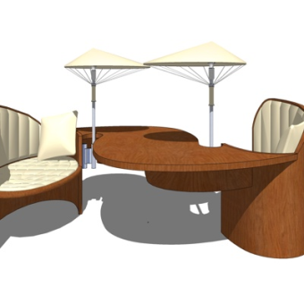 现代室外休闲桌椅su模型