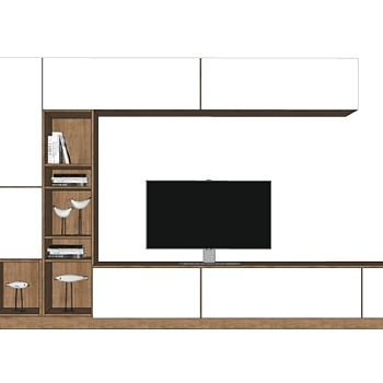 现代实木电视柜su模型