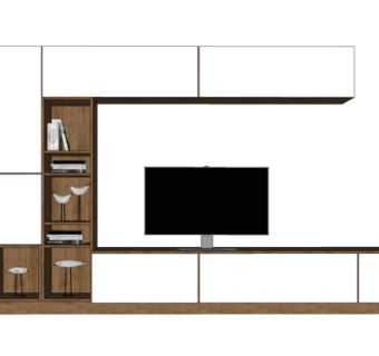 现代实木电视柜su模型