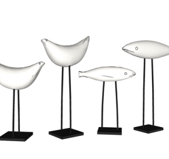 现代鱼形装饰摆件su模型