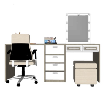 现代实木书桌su模型