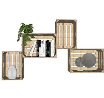 北欧实木壁柜su模型