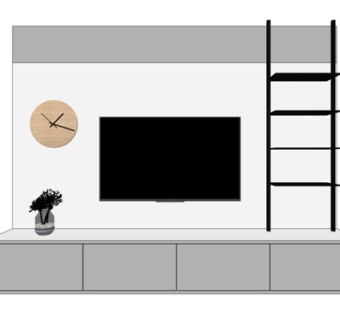 现代实木电视柜su模型