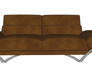 现代皮革双人沙发su模型