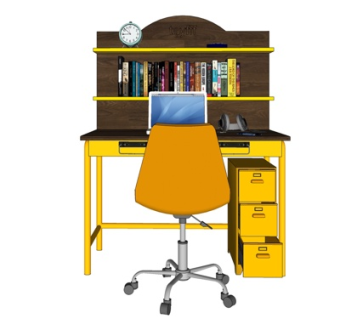 现代实木书桌su模型