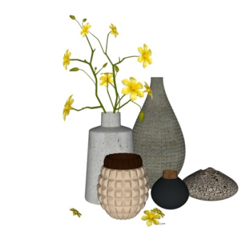 现代花瓶花卉su模型