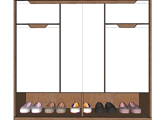 现代实木鞋柜su模型