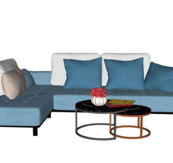 现代布艺多人沙发su模型