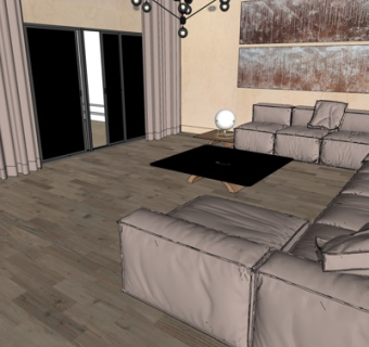 现代简约客厅su模型