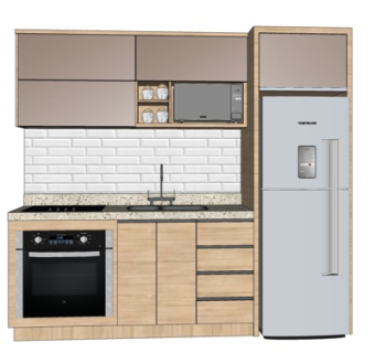 现代实木橱柜su模型