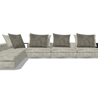 现代布艺多人沙发su模型