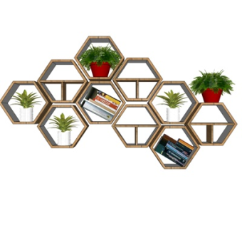 现代实木壁柜su模型