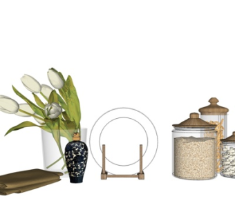 现代花瓶花卉su模型