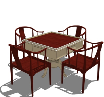 新中式休闲桌椅su模型