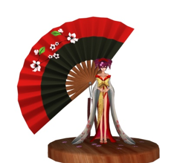 日式折扇人物摆件su模型