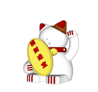 现代招财猫su模型