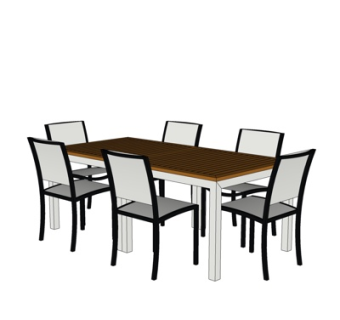 现代实木餐桌椅su模型