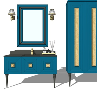 美式洗手台su模型