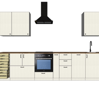 现代实木橱柜su模型