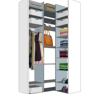 现代实木衣柜su模型