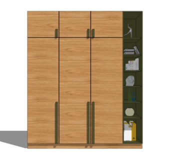 现代实木衣柜su模型