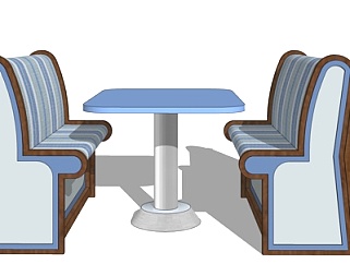 现代<em>卡座餐桌椅</em>su模型