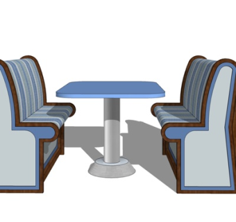 现代卡座餐桌椅su模型