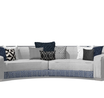 现代布艺多人沙发su模型