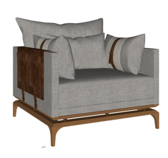 现代布艺单人沙发su模型