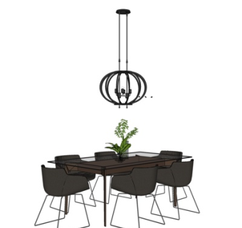 现代餐桌椅su模型