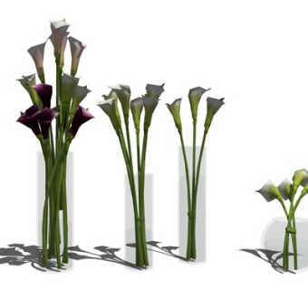 现代玻璃花瓶花卉su模型