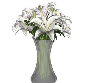 现代玻璃花瓶花卉su模型