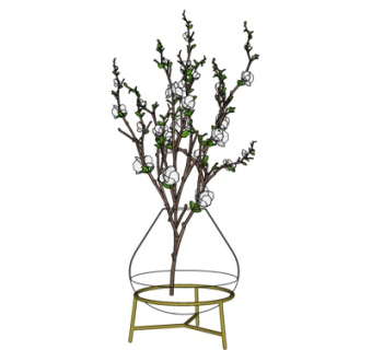 现代玻璃花瓶花卉su模型