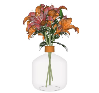 现代玻璃花瓶花卉su模型