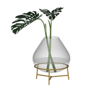 现代玻璃花瓶花卉su模型