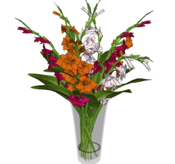 现代玻璃花瓶花卉su模型