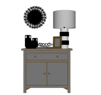 现代实木边柜su模型