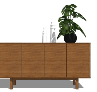 现代实木边柜su模型