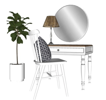 美式实木书桌su模型