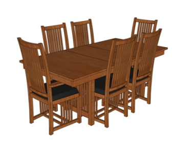 现代实木餐桌椅su模型