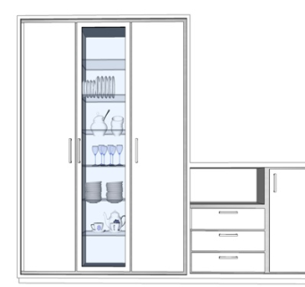 现代实木碗柜su模型