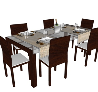 现代餐桌椅su模型