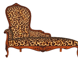 欧式豹纹贵妃椅su模型