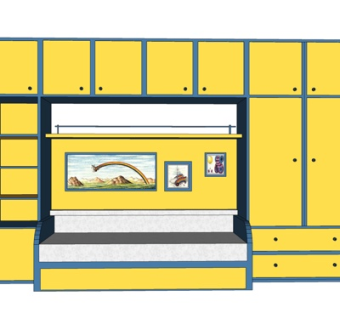 现代实木衣柜su模型