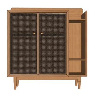 现代实木边柜su模型