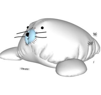 现代布艺海豹玩具su模型