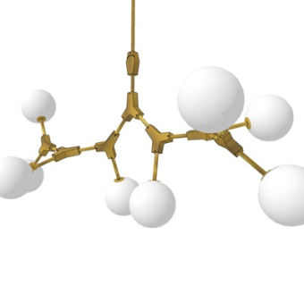 现代金属多头吊灯su模型